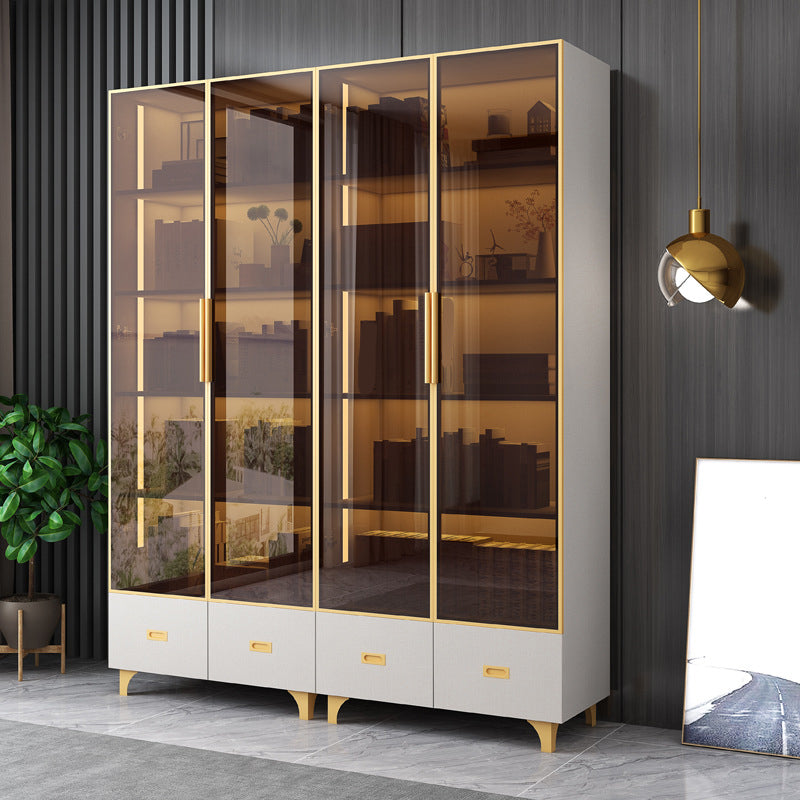 Glam Standard Book Shelf Engineered Wood Bookcase with Doors