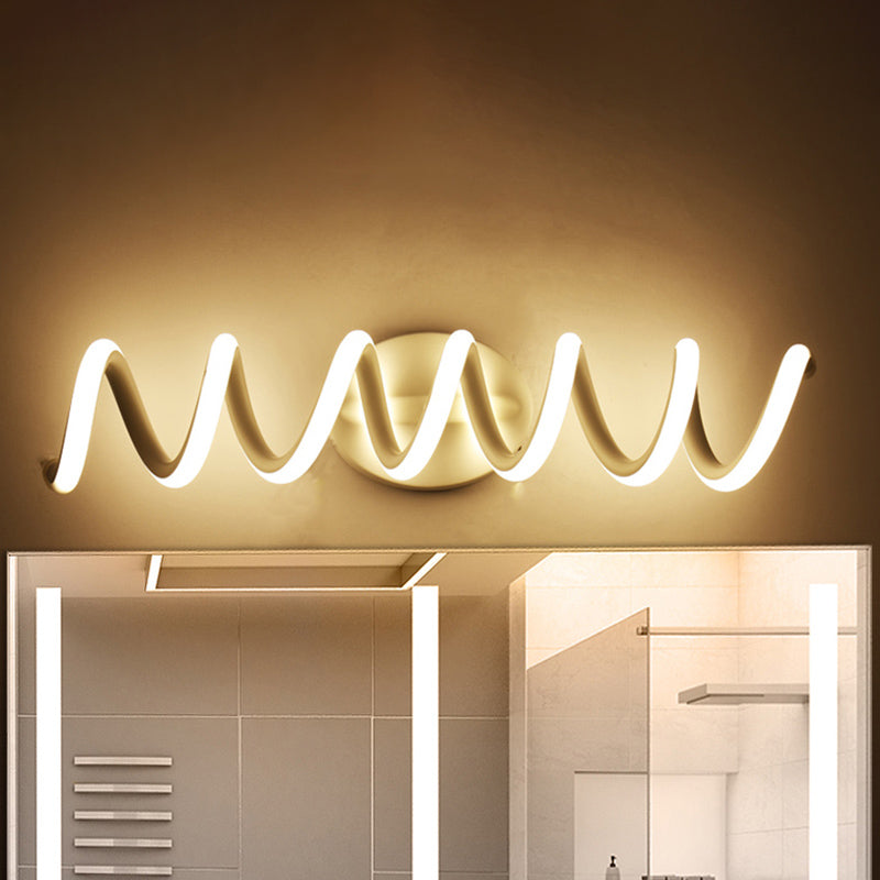 Spiral Bathroom LED Vanity Light Acrylic 1 Light Modernism Wall Mounted Mirror Light in Warm/White/Natural Light, 13"/18.5"/22.5" Wide