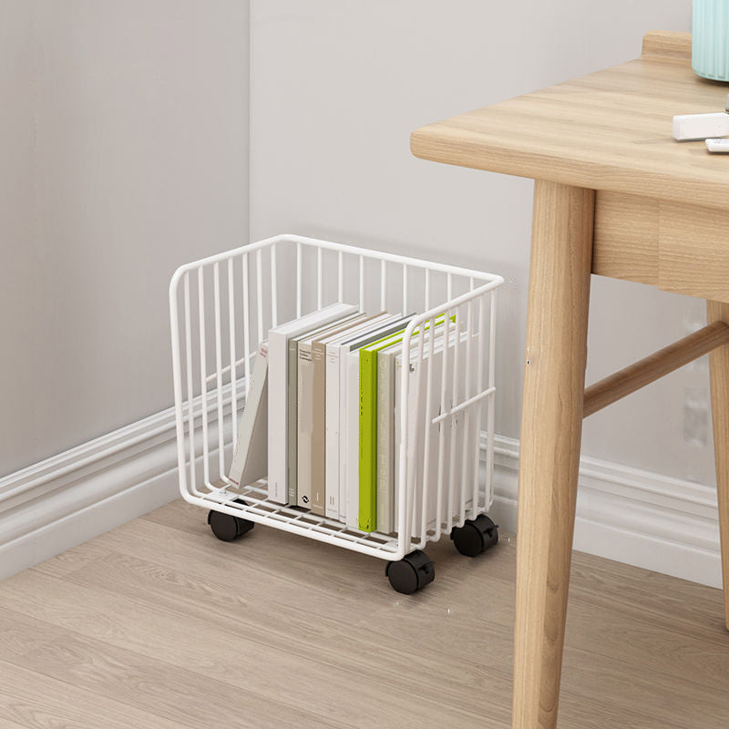 Contemporary Metal Shelf Bookcase Closed Back Vertical Bookcase