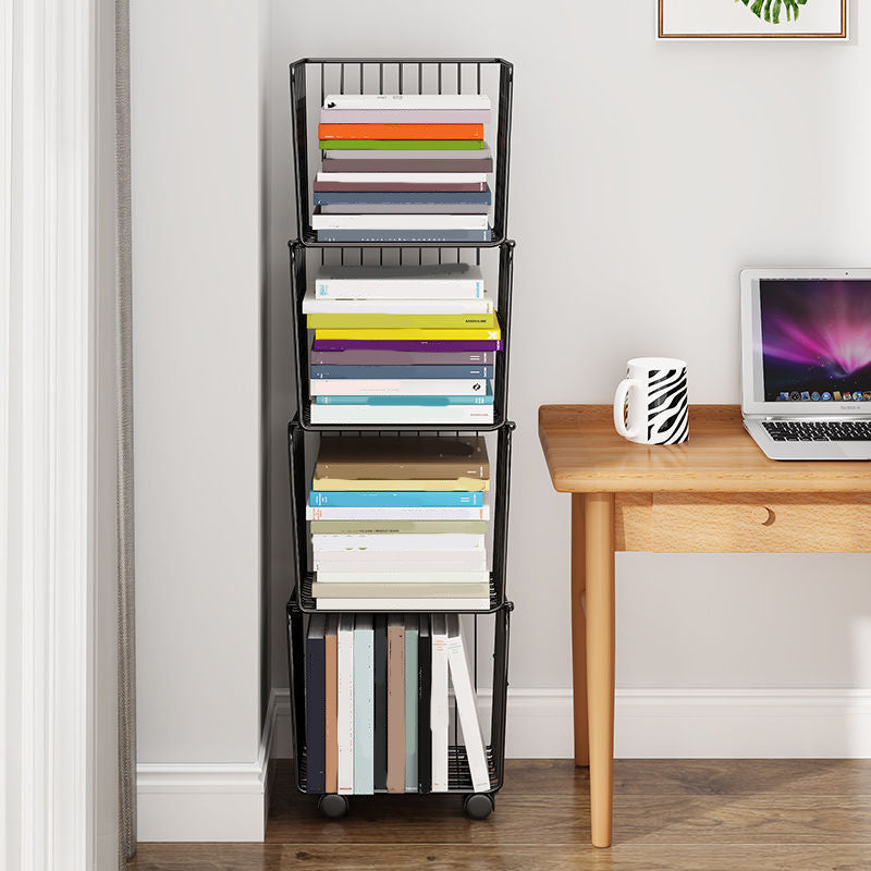 Contemporary Metal Shelf Bookcase Closed Back Vertical Bookcase