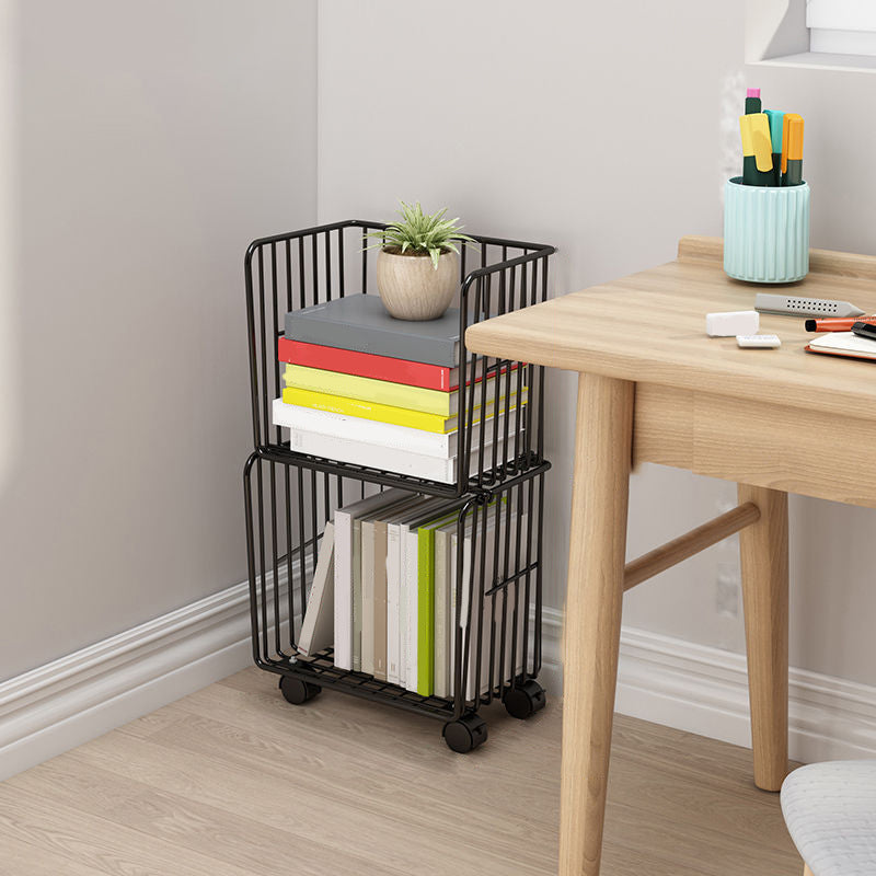 Contemporary Metal Shelf Bookcase Closed Back Vertical Bookcase