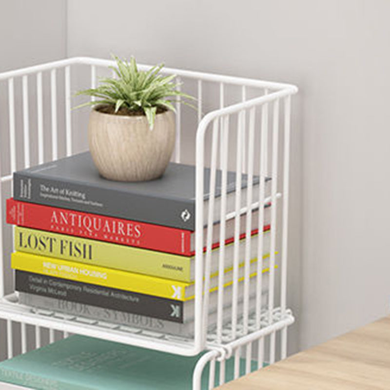 Contemporary Metal Shelf Bookcase Closed Back Vertical Bookcase