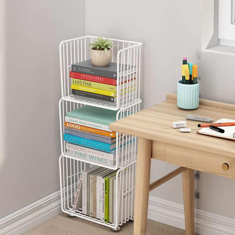 Contemporary Metal Shelf Bookcase Closed Back Vertical Bookcase