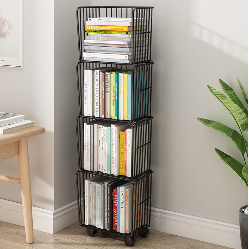 Contemporary Metal Shelf Bookcase Closed Back Vertical Bookcase