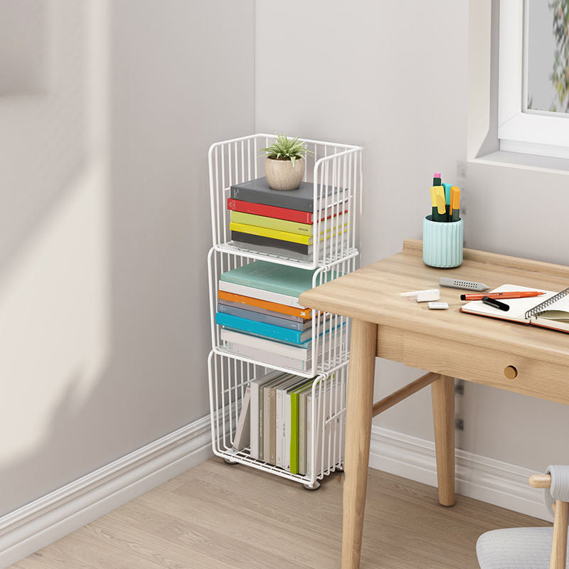 Contemporary Metal Shelf Bookcase Closed Back Vertical Bookcase