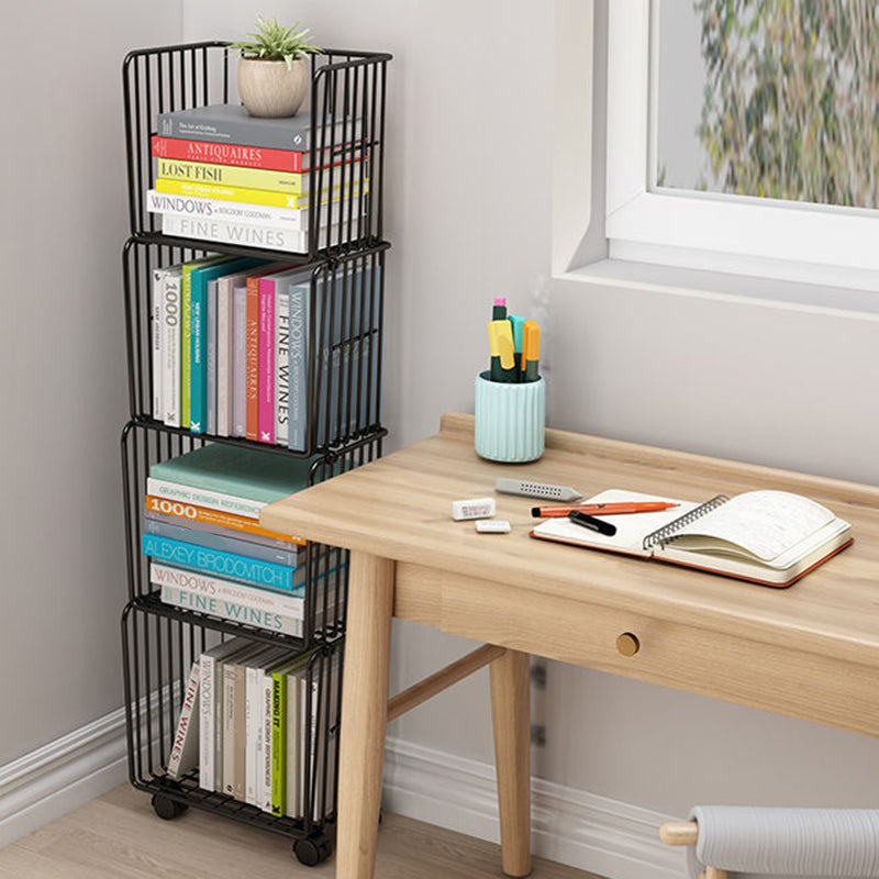 Contemporary Metal Shelf Bookcase Closed Back Vertical Bookcase