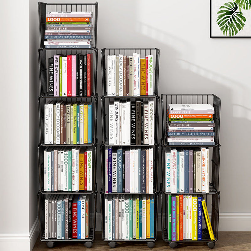 Contemporary Metal Shelf Bookcase Closed Back Vertical Bookcase