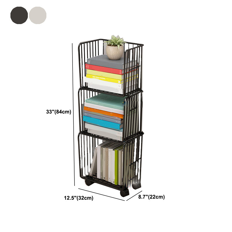 Contemporary Metal Shelf Bookcase Closed Back Vertical Bookcase