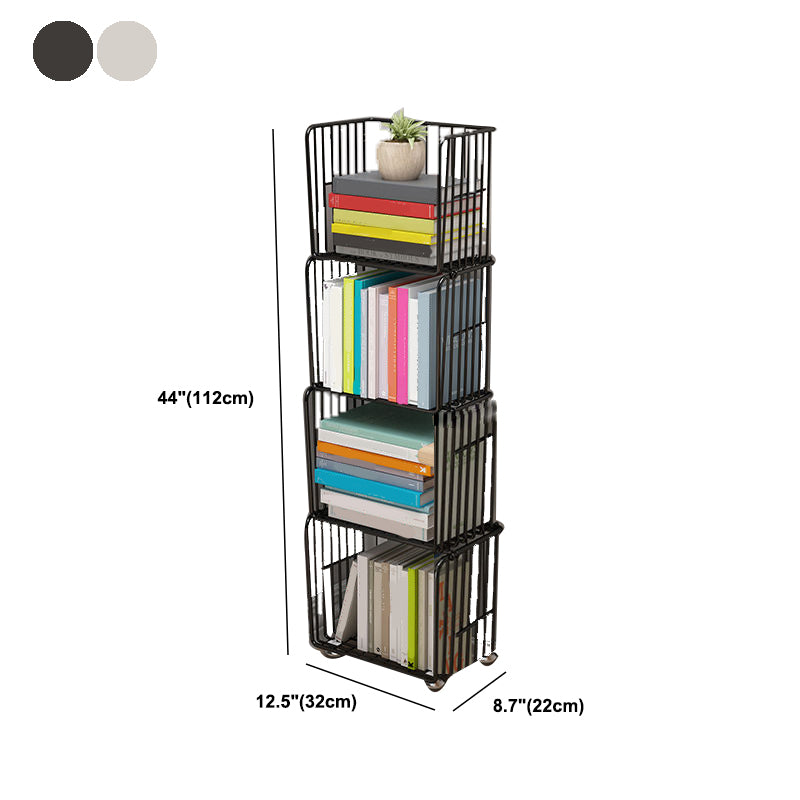 Contemporary Metal Shelf Bookcase Closed Back Vertical Bookcase