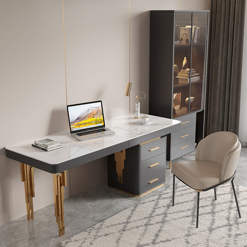 Glam Standard Bookcase Engineered Wood Book Shelf with Cabinets