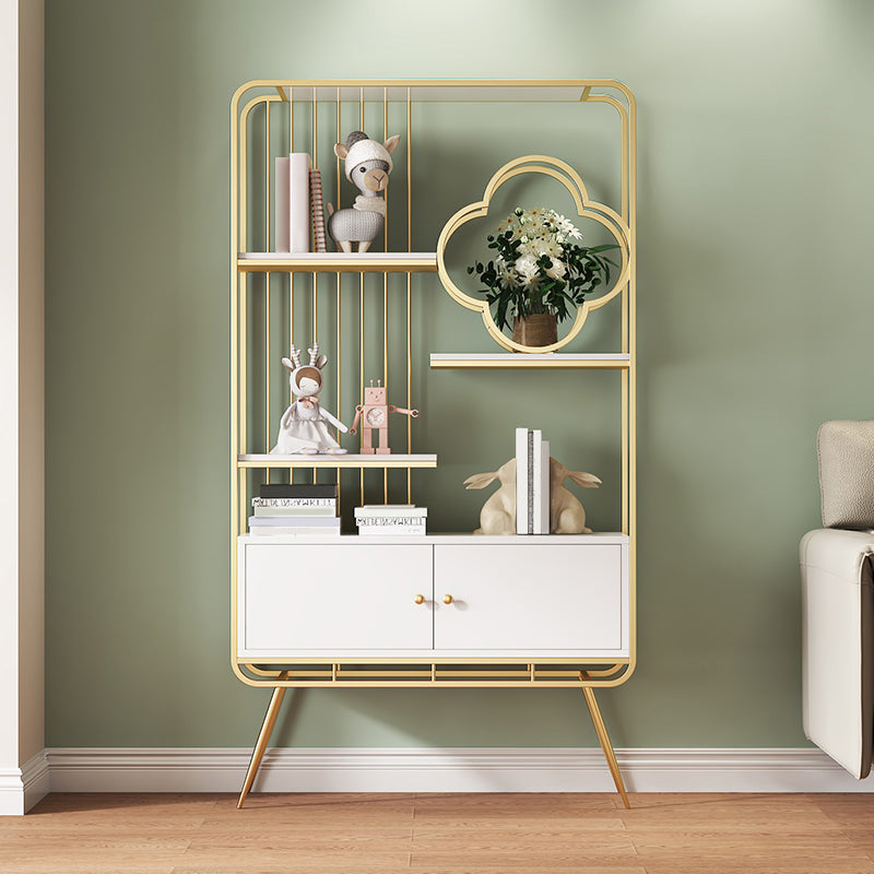 Glam Metal Shelf Bookcase Closed Back Bookshelf with Cabinets