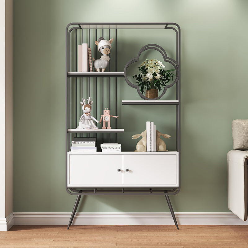 Glam Metal Shelf Bookcase Closed Back Bookshelf with Cabinets