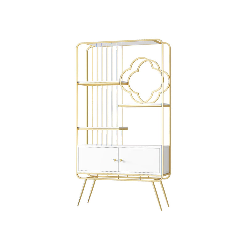 Glam Metal Shelf Bookcase Closed Back Bookshelf with Cabinets