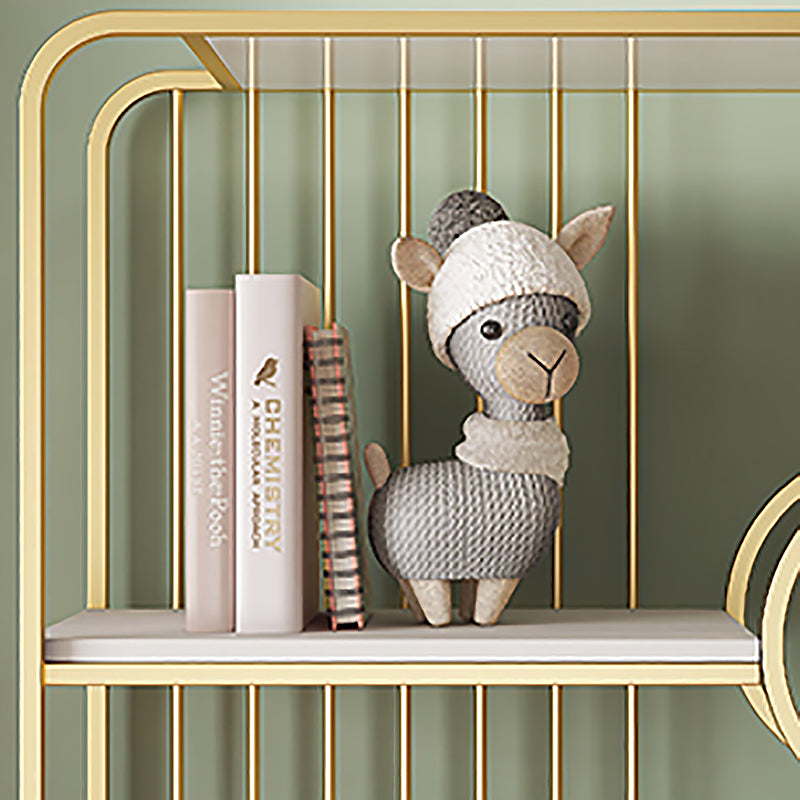 Glam Metal Shelf Bookcase Closed Back Bookshelf with Cabinets