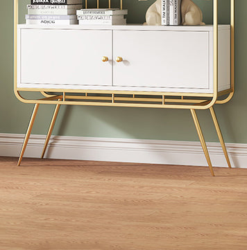 Glam Metal Shelf Bookcase Closed Back Bookshelf with Cabinets