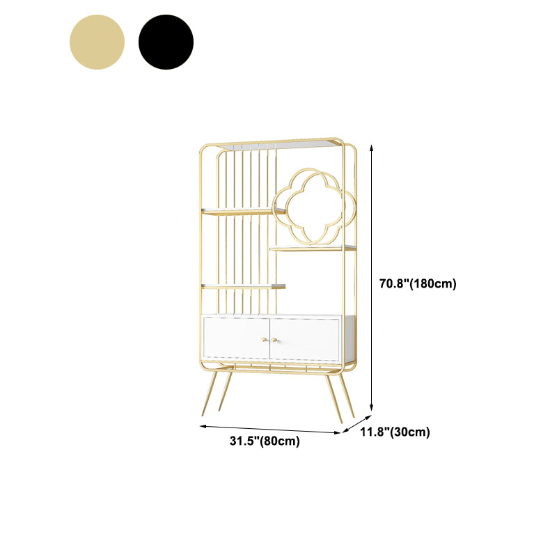 Glam Metal Shelf Bookcase Closed Back Bookshelf with Cabinets