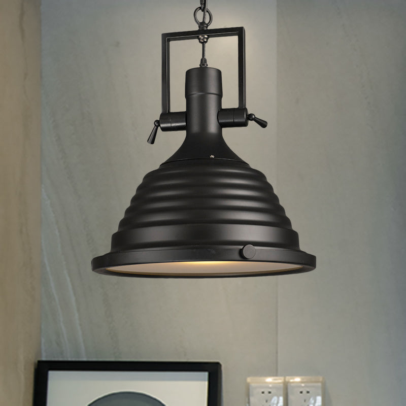 Black 1 Bulb Lulb Light Style Industrial Style Industric Flampedrogamera con diffusore smerigliato, 14 "/16" W