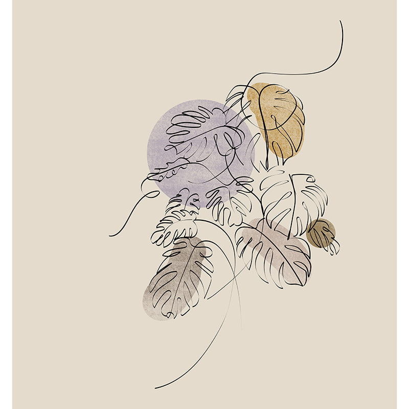 Tropical Plants Stain Resistant Mural Washable Wallpaper Sitting Room Wall Mural