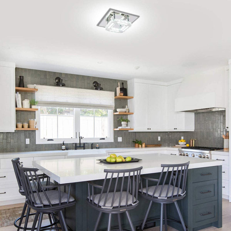 Crystal Square Flush Mount Lights Contemporary Style 1 Light Flush Ceiling Lights