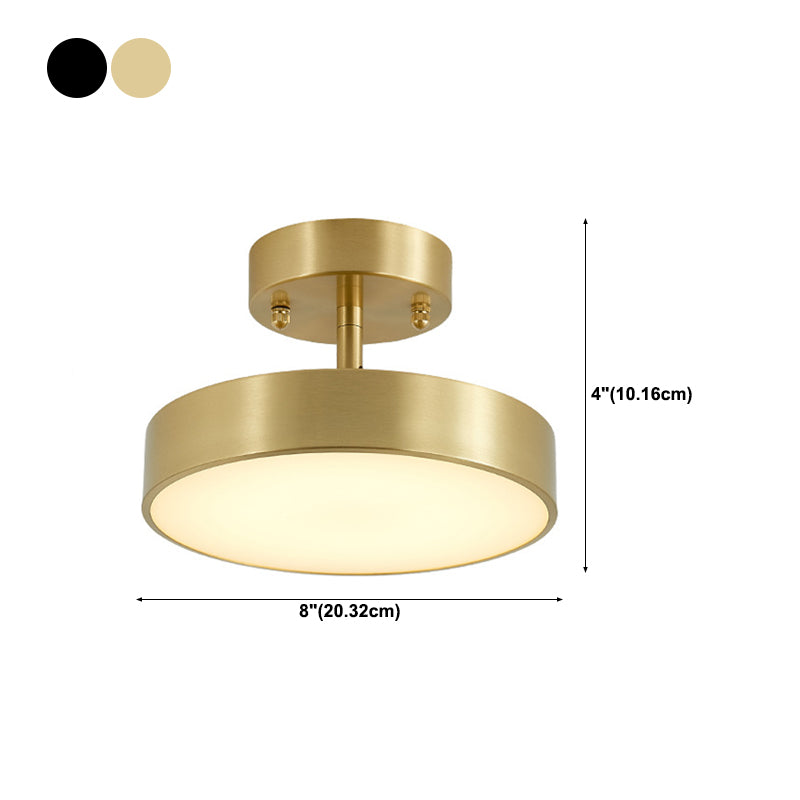 Modern Semi Flush Light Round Ceiling Lighting with Metal for Hallway