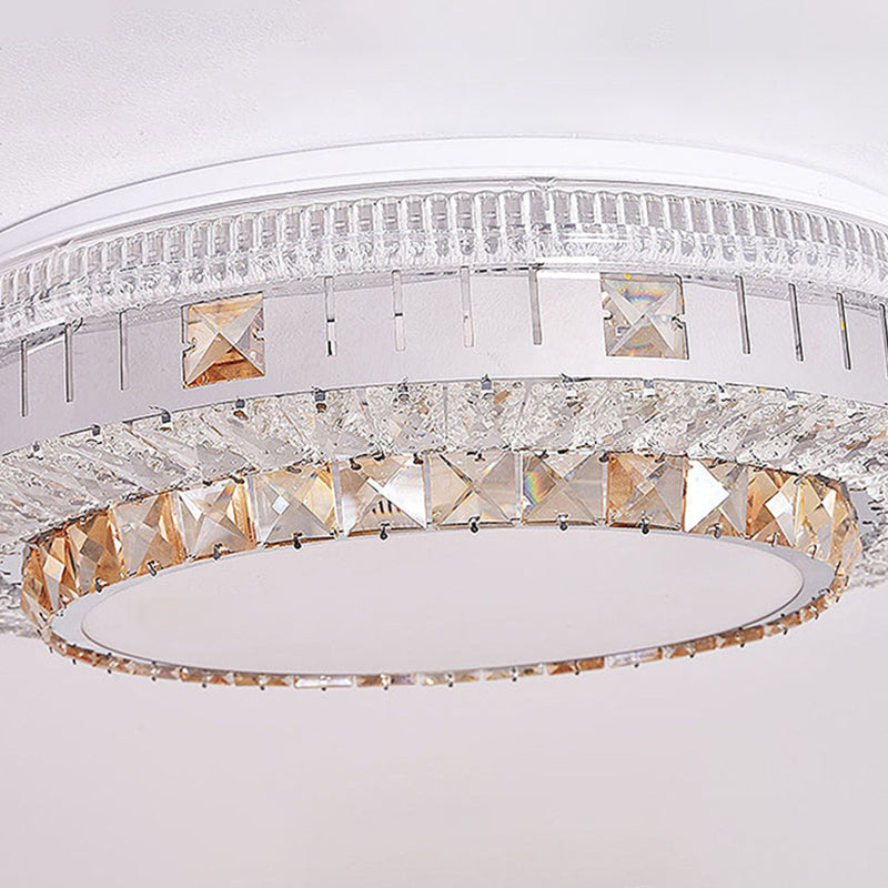 Modern Simple Ceiling Light Circle Shape Ceiling Lamp with Crystal Shade for Bedroom