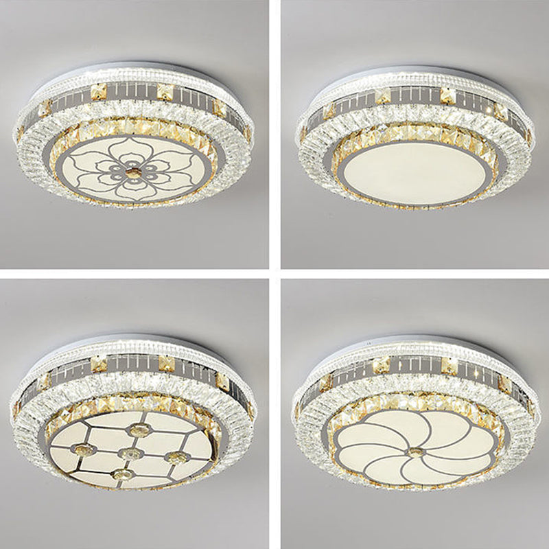 Modern Simple Ceiling Light Circle Shape Ceiling Lamp with Crystal Shade for Bedroom