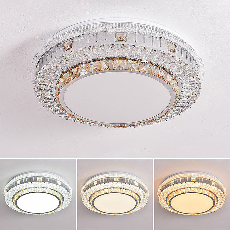Modern Simple Ceiling Light Circle Shape Ceiling Lamp with Crystal Shade for Bedroom