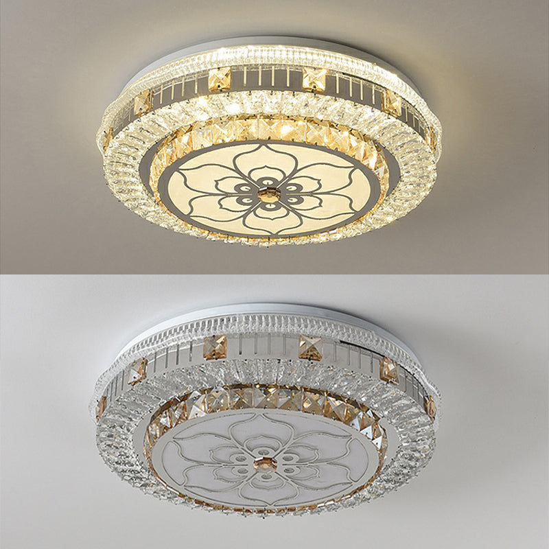 Modern Simple Ceiling Light Circle Shape Ceiling Lamp with Crystal Shade for Bedroom