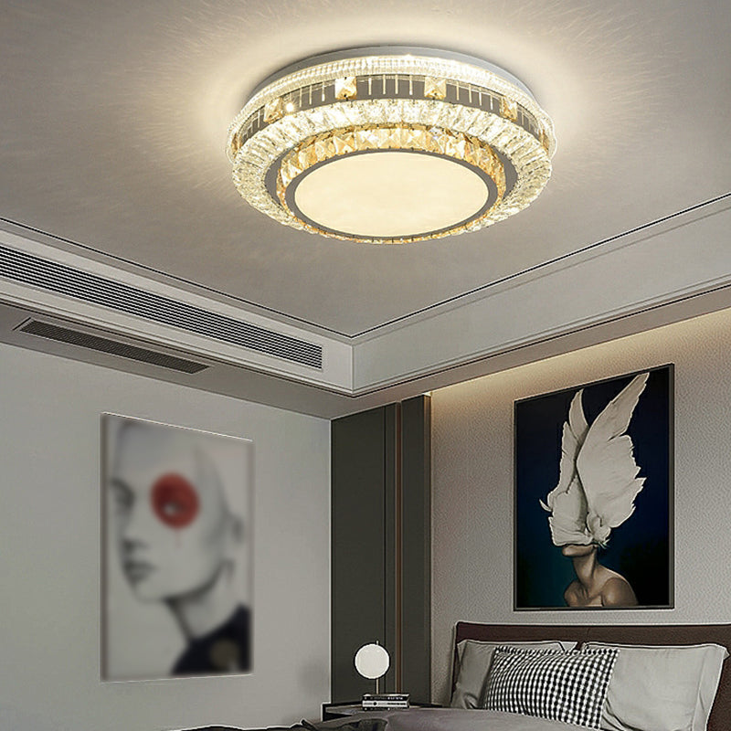 Modern Simple Ceiling Light Circle Shape Ceiling Lamp with Crystal Shade for Bedroom