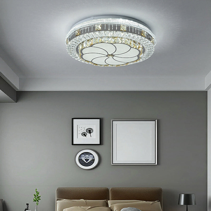 Modern Simple Ceiling Light Circle Shape Ceiling Lamp with Crystal Shade for Bedroom