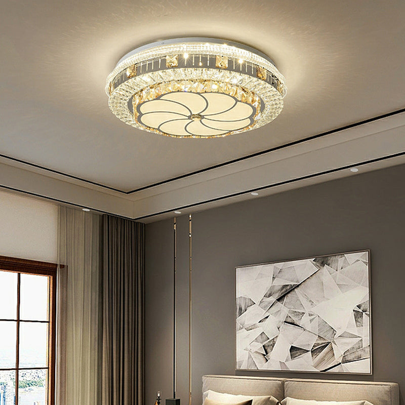 Modern Simple Ceiling Light Circle Shape Ceiling Lamp with Crystal Shade for Bedroom