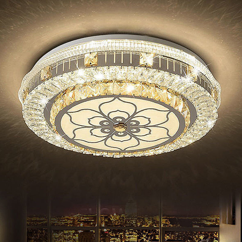 Modern Simple Ceiling Light Circle Shape Ceiling Lamp with Crystal Shade for Bedroom