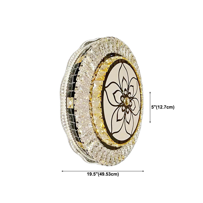 Modern Simple Ceiling Light Circle Shape Ceiling Lamp with Crystal Shade for Bedroom