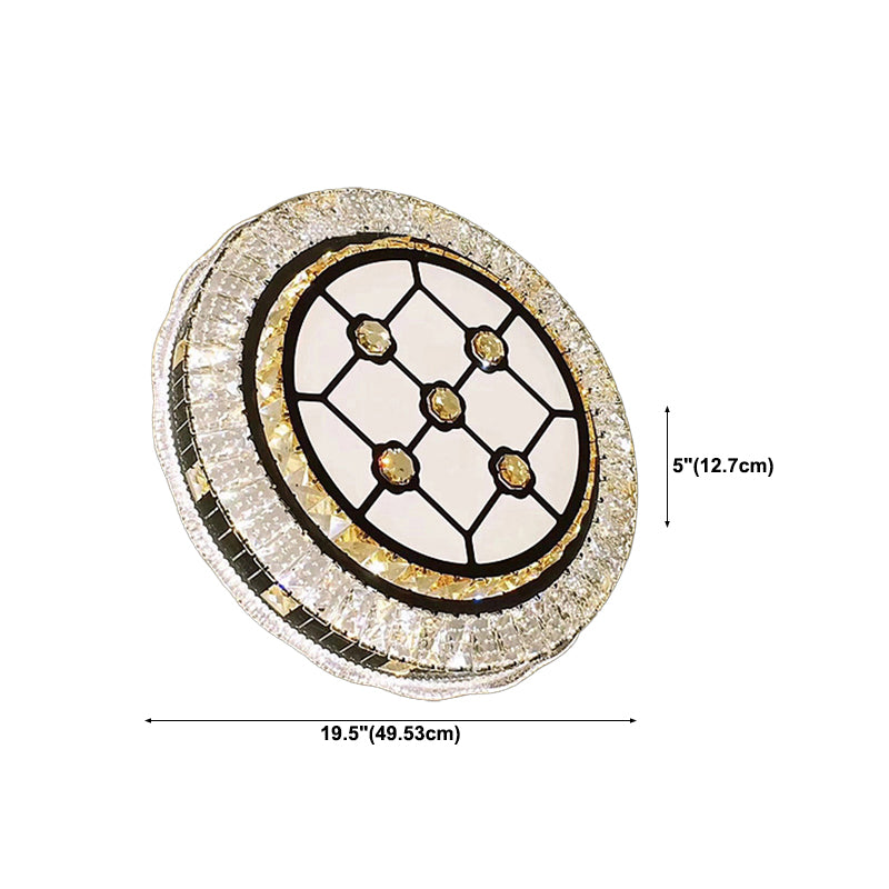 Modern Simple Ceiling Light Circle Shape Ceiling Lamp with Crystal Shade for Bedroom