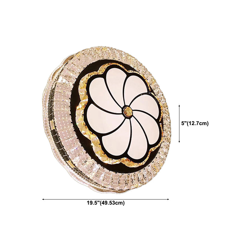 Modern Simple Ceiling Light Circle Shape Ceiling Lamp with Crystal Shade for Bedroom