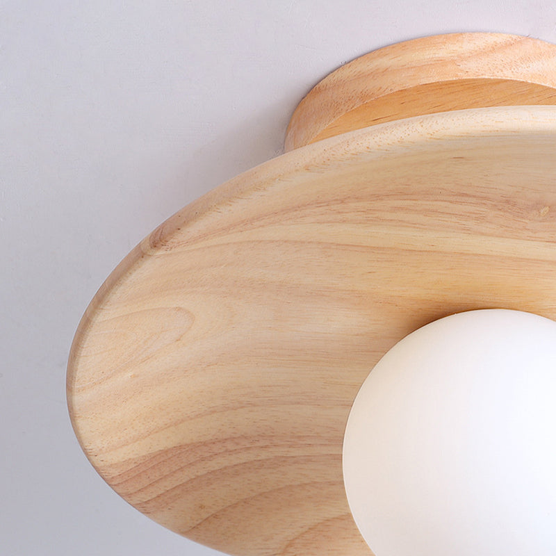 Japanese Style Wooden Ceiling Light Circle Shape Ceiling Lamp for Bedroom