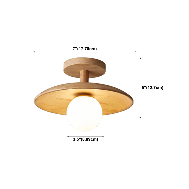 Japanese Style Wooden Ceiling Light Circle Shape Ceiling Lamp for Bedroom