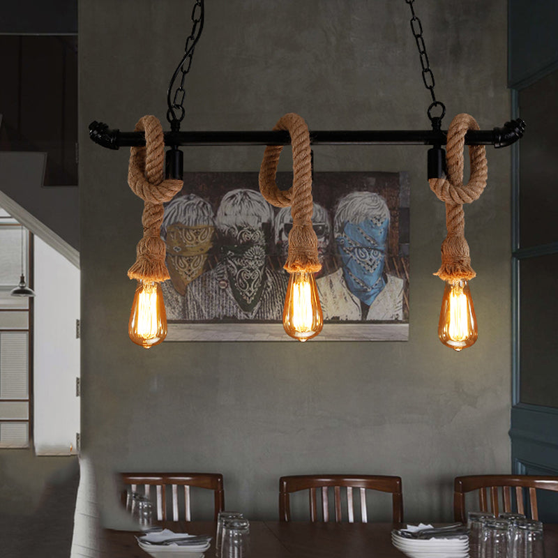 Industrial Style Linear Shape Island Light Metal Chandelier Lamp for Dining Room
