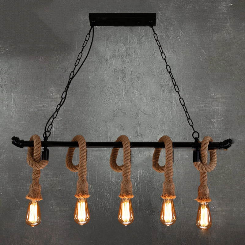 Industrial Style Linear Shape Island Light Metal Chandelier Lamp for Dining Room