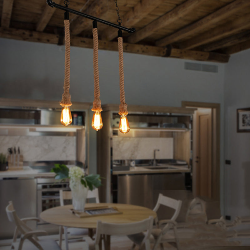 Industrial Style Linear Shape Island Light Metal Chandelier Lamp for Dining Room