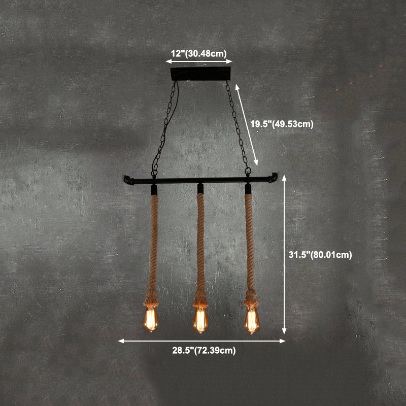 Industrial Style Linear Shape Island Light Metal Chandelier Lamp for Dining Room