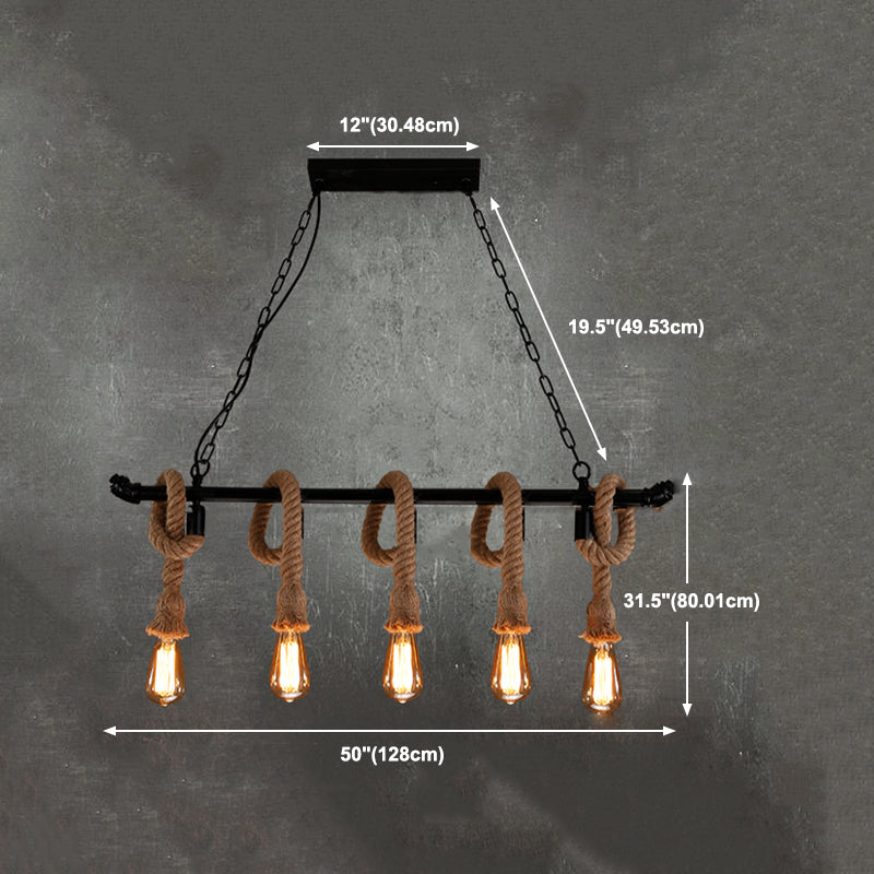 Industrial Style Linear Shape Island Light Metal Chandelier Lamp for Dining Room