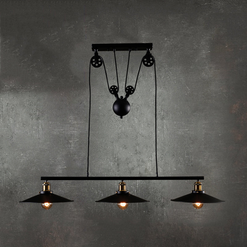 Industrial Style Cone Shape Island Light Metal Chandelier Lamp for Dining Room