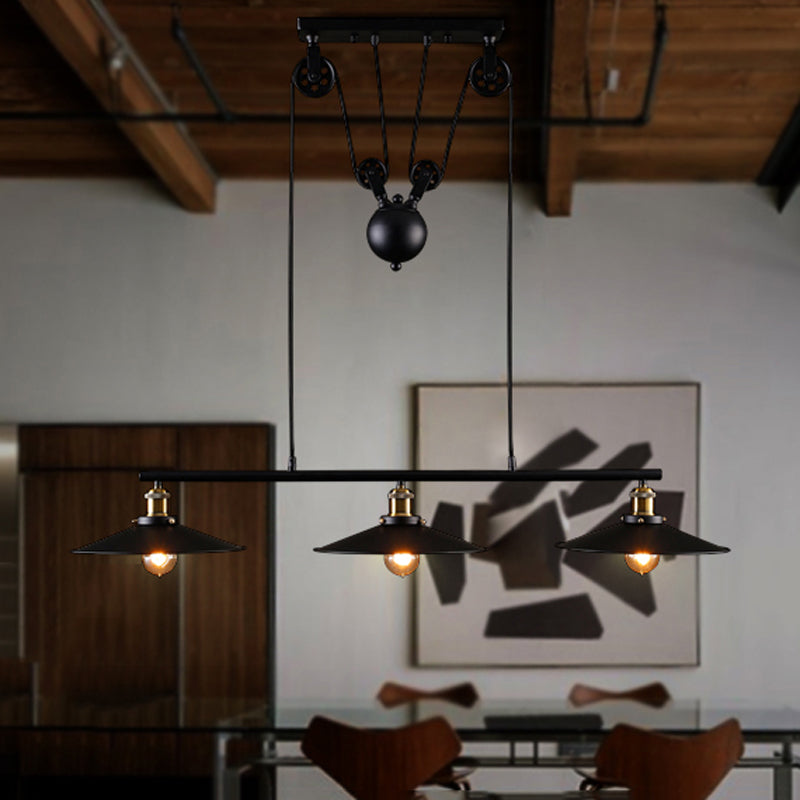 Industrial Style Cone Shape Island Light Metal Chandelier Lamp for Dining Room