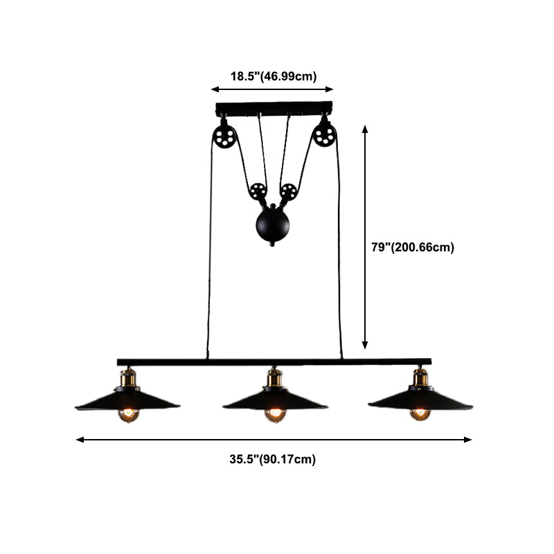 Industrial Style Cone Shape Island Light Metal Chandelier Lamp for Dining Room