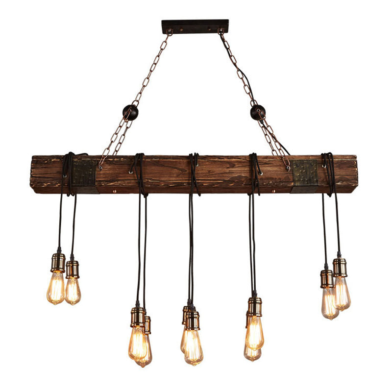 Industrial Bulb Pendant Island Pendant Lights Wood Multiple-Light Island Pendant Lights
