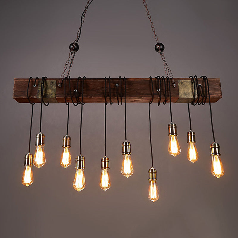 Industrial Bulb Pendant Island Pendant Lights Wood Multiple-Light Island Pendant Lights