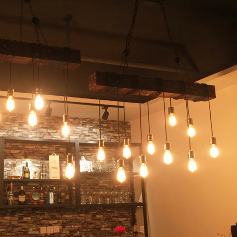 Industrial Bulb Pendant Island Pendant Lights Wood Multiple-Light Island Pendant Lights