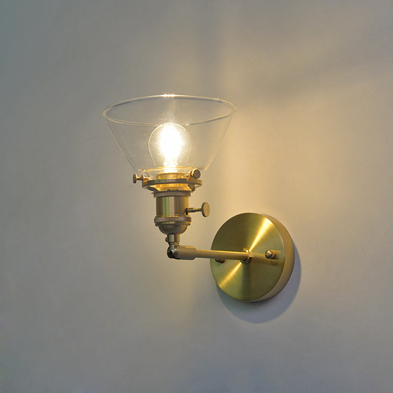 Bowl Wall Sconce Lighting Industrial Style Glass 1 Light Wall Mounted Light