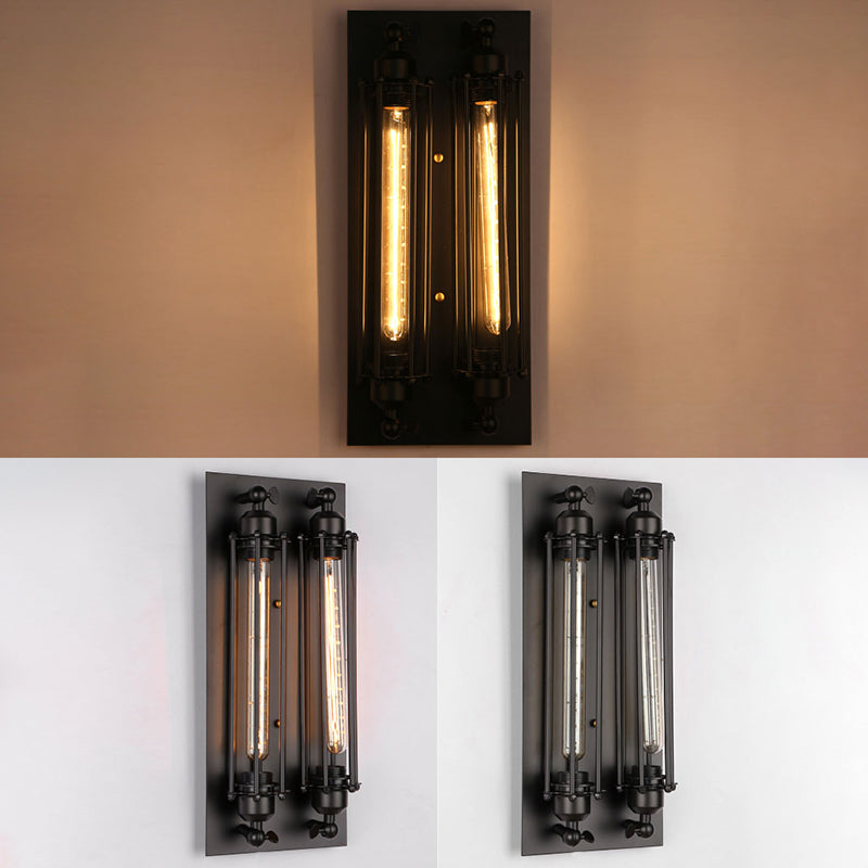Industrial Style Iron Wall Mount Light Rectangle Shape Wall Lamp for Living Room